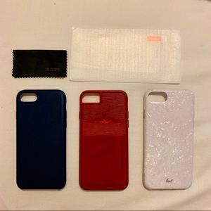 3 iPhone 7 cases + GLASS screen protector w/ cloth